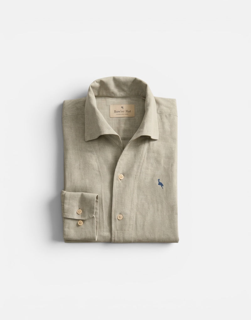 Camisa lino verde manzana cuello una pieza