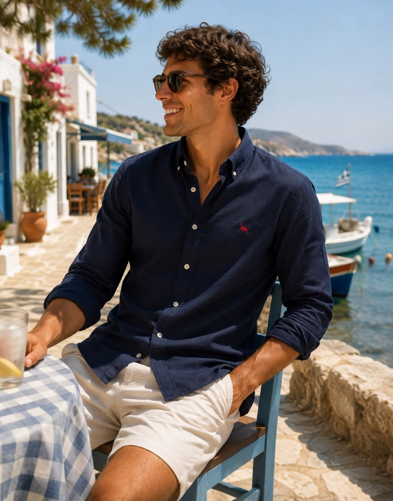 Camisa oxford lavado azul marino