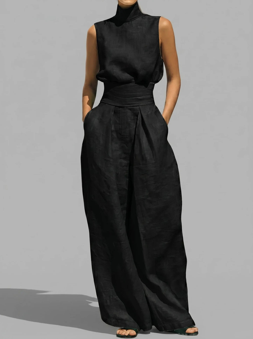 Maria - Conjunto de Gala en Palazzo y Cuello Alto Premium